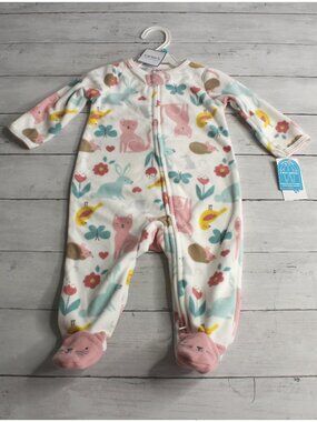 Carter's Baby Girl's Fleece Footie Blanket Sleeper Size 6 Months Woodland Cat